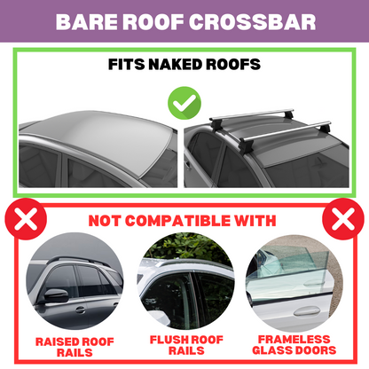 Roof Rack Crossbars for Buick LaCrosse 2010-2016 Fits Naked Roof - Silver