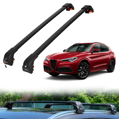 Heavy Duty 220 LBS Roof Rack Crossbars for Alfa Romeo Stelvio 2018-2026 - Silver