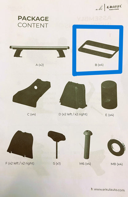 Replacement Part B Rubber Piece for Universal Rook Rack Cross Bars for Bare/Naked Roof