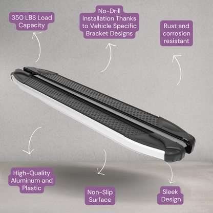 Erkul 5.2" Running Boards for Hyundai Santa Fe 2013-2018 - 350 lb - Black