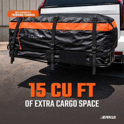 ERKUL TrekHaul 15 Cu Ft Hitch Cargo Bag, Weather-Shield PVC, 6 Straps