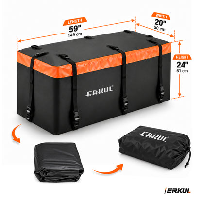 ERKUL TrekHaul 15 Cu Ft Hitch Cargo Bag, Weather-Shield PVC, 6 Straps