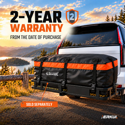 ERKUL TrekHaul 15 Cu Ft Hitch Cargo Bag, Weather-Shield PVC, 6 Straps