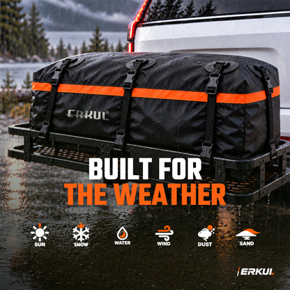 ERKUL TrekHaul 15 Cu Ft Hitch Cargo Bag, Weather-Shield PVC, 6 Straps