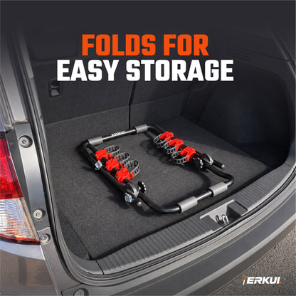 ERKUL EasyRide 3-Bike Trunk Rack for Sedan Hatchback SUV, Tool-Free Mount