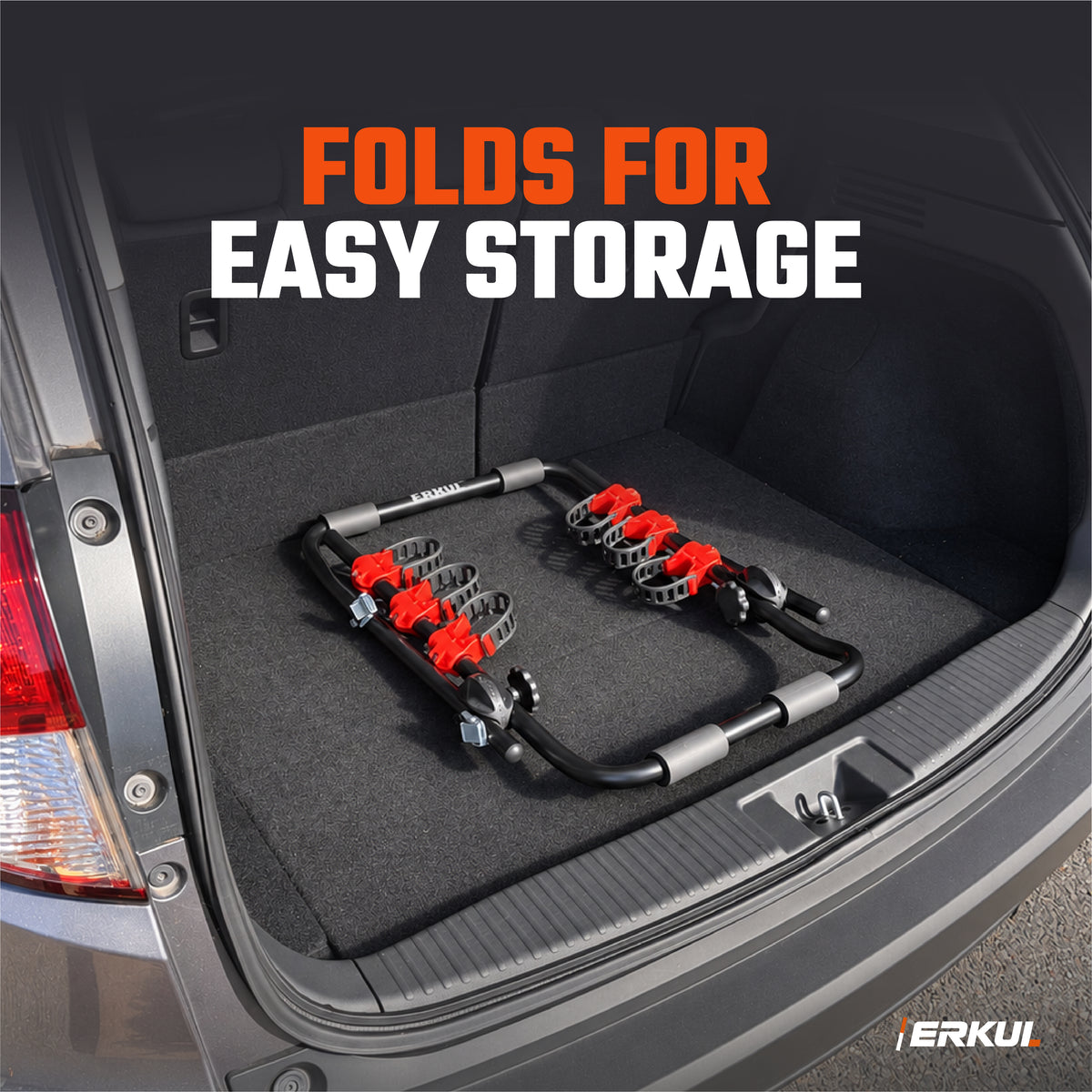 ERKUL EasyRide 3-Bike Trunk Rack for Sedan Hatchback SUV, Tool-Free Mount