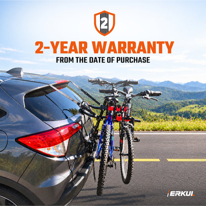 ERKUL EasyRide 3-Bike Trunk Rack for Sedan Hatchback SUV, Tool-Free Mount