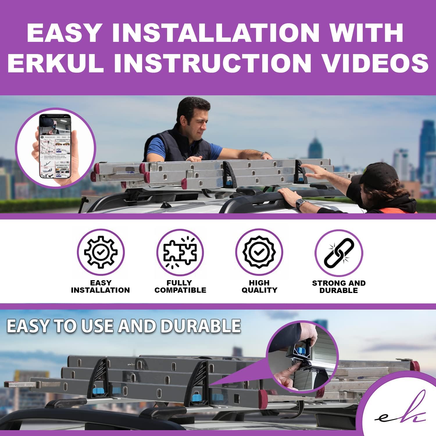ERKUL Load Stop Mount to Roof Rack Cross Bars Adjustable Load Stops for Cargo