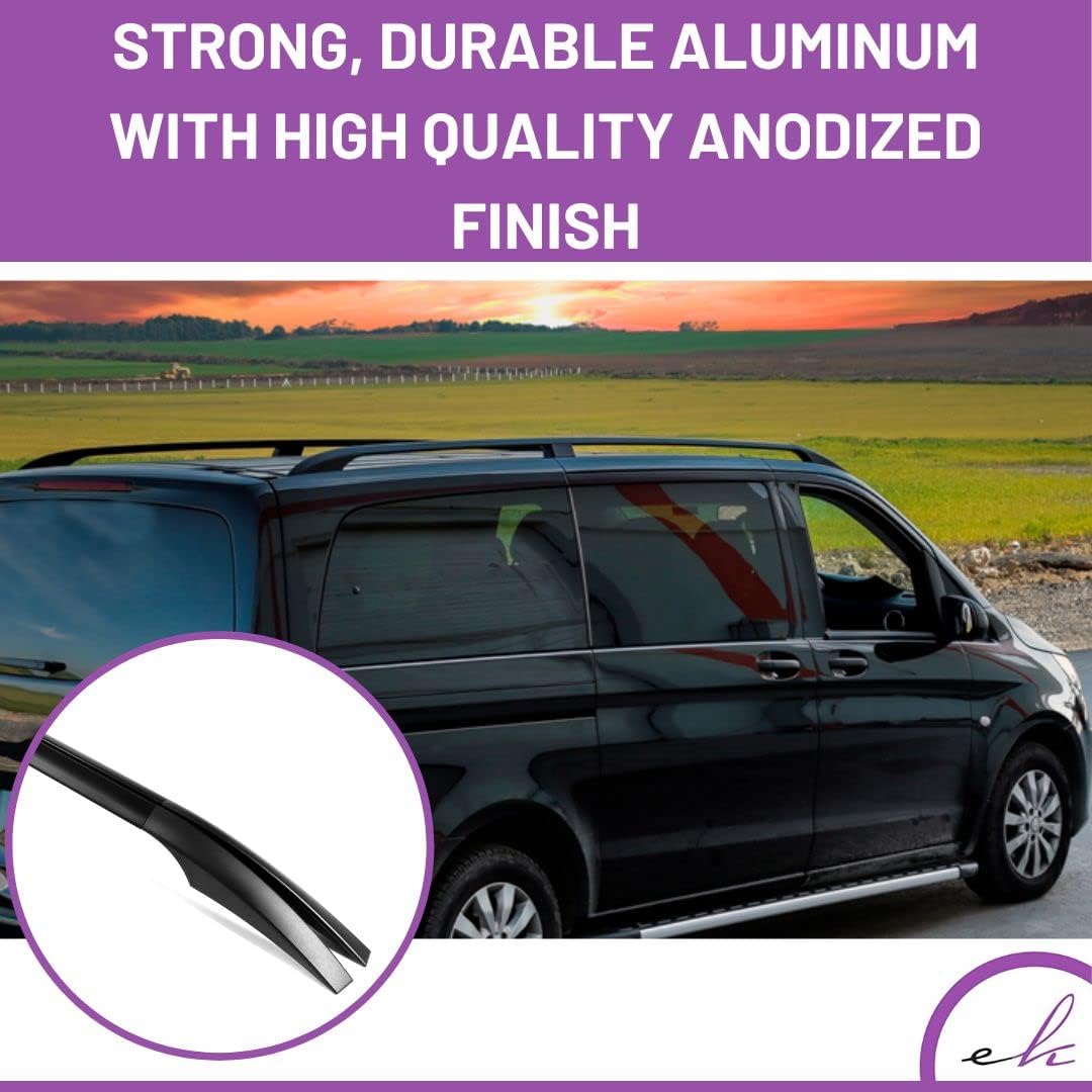 ERKUL Roof Rails Fits Mercedes Short W447 SWB Vito 2014-2023 Aluminum Black