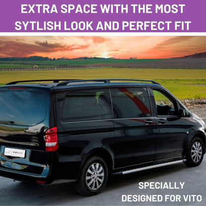 ERKUL Roof Rails Fits Mercedes Short W447 SWB Vito 2014-2023 Aluminum Black