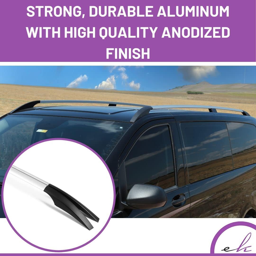 ERKUL Roof Rails Fits Mercedes Short W447 SWB Vito 2014-2023 Aluminum Silver