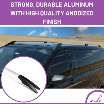 ERKUL Roof Rails Fits Mercedes Short W447 SWB Vito 2014-2023 Aluminum Silver
