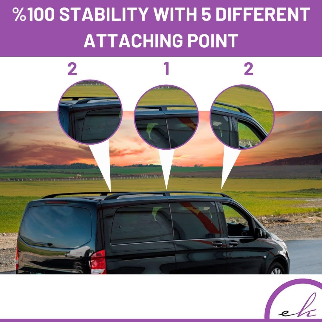 ERKUL Roof Rails Fits Mercedes Short W447 SWB Vito 2014-2023 Aluminum Silver