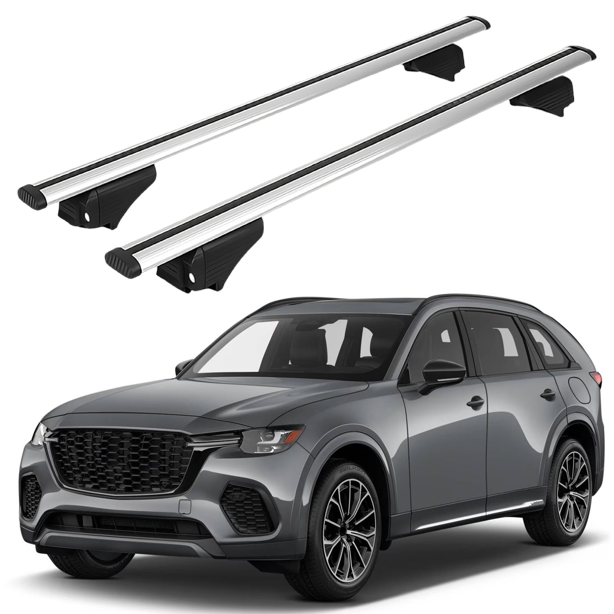 Roof Rack Cross Bars with Extended Bar Design for Mazda CX-70 2025-2026 - Silver