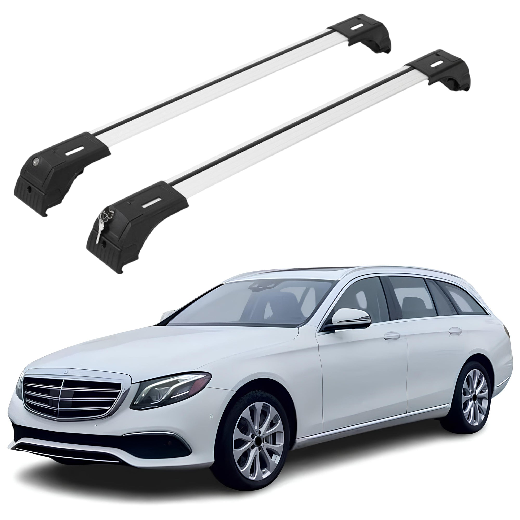 Erkul Roof Rack Cross Bars for Mercedes E-Class Wagon 2017-2023 - Silver