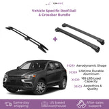 ERKUL Set of Roof Side Rails Rack + Cross Bars for Mitsubishi Outlander Sport ASX 2011-2024 | Complete Roof Rack System | Rooftop Luggage Carrier Kayak Canoe Ski | Designed for Bare Roofs | Black