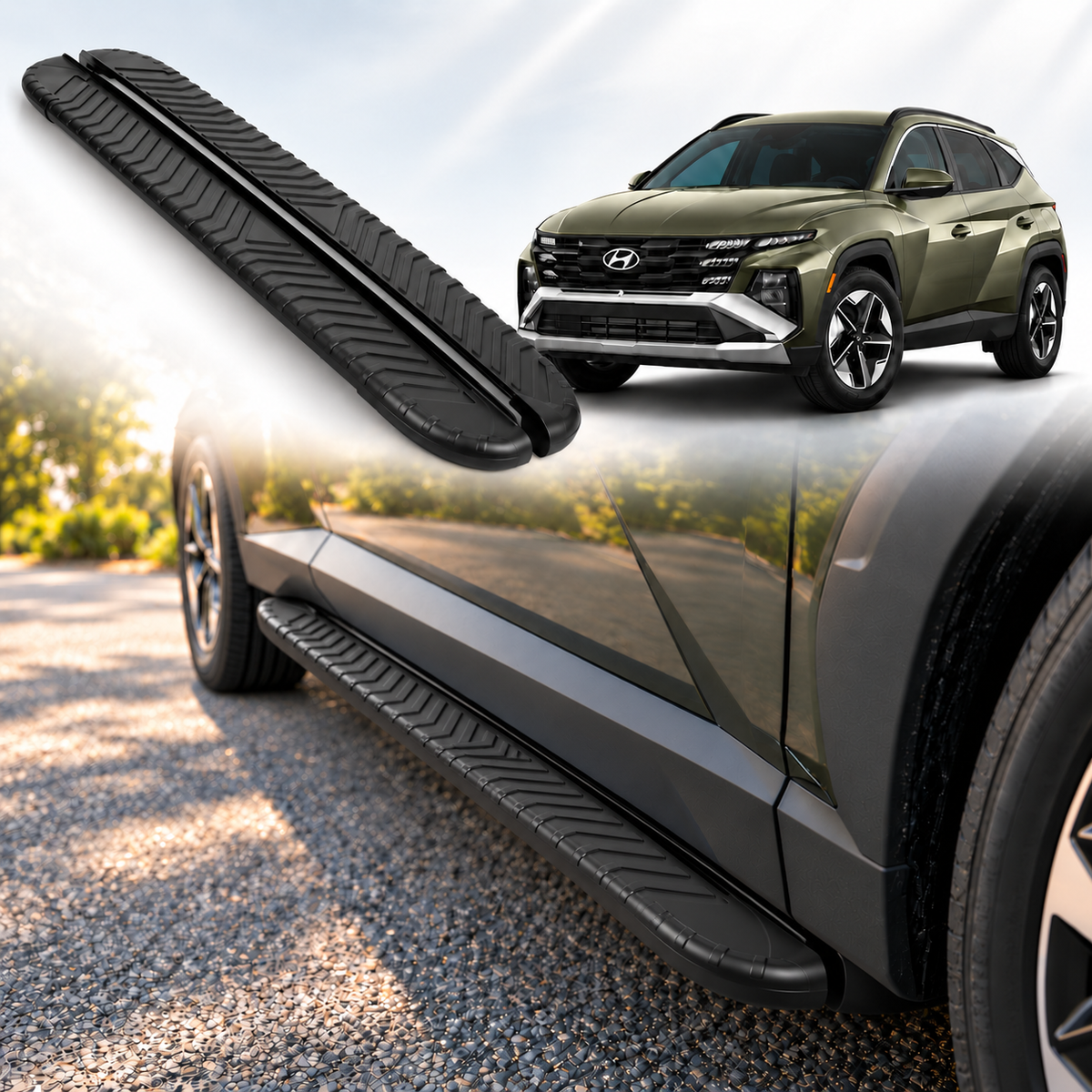 Erkul 5.2" Running Boards for Hyundai Tucson 2022-2026 - 350 lb - Black