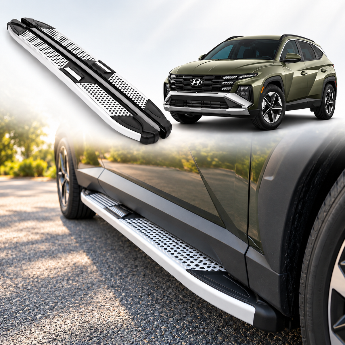 Erkul 5.2" Running Boards for Hyundai Tucson 2022-2026 - 350 lb - Black