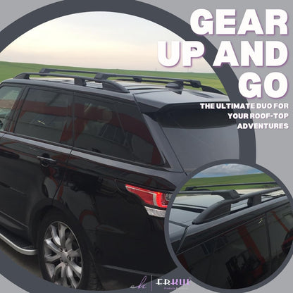 ERKUL Set of Roof Side Rails Rack & Cross Bars for Range Rover Sport 05-13 Black