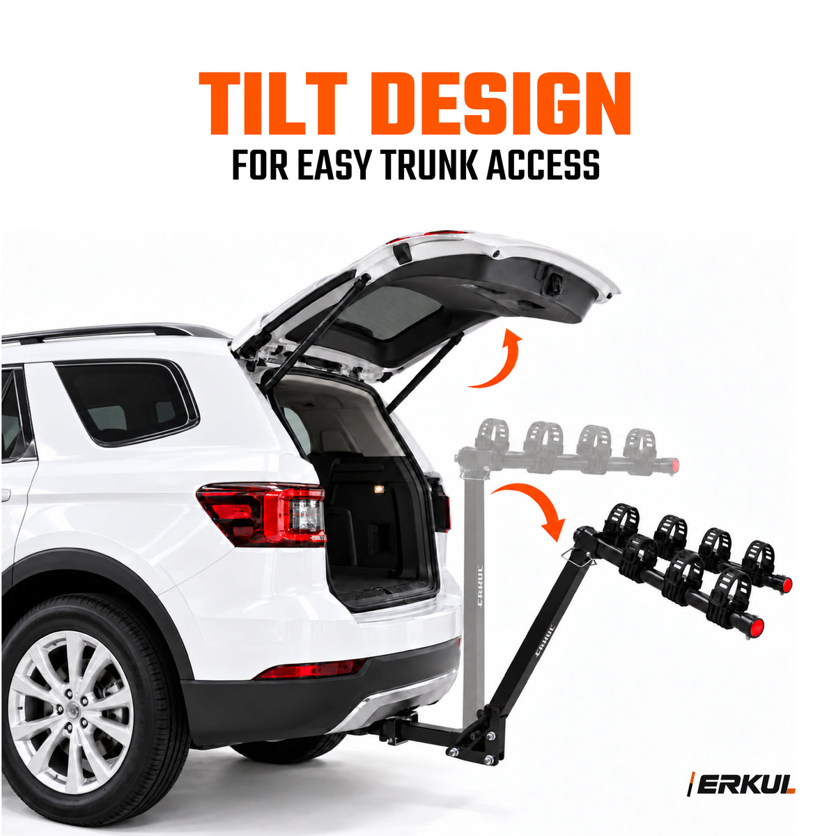 ERKUL RideMax 4-Bike Hitch Rack for 2" Receiver, Tool-Free Folding