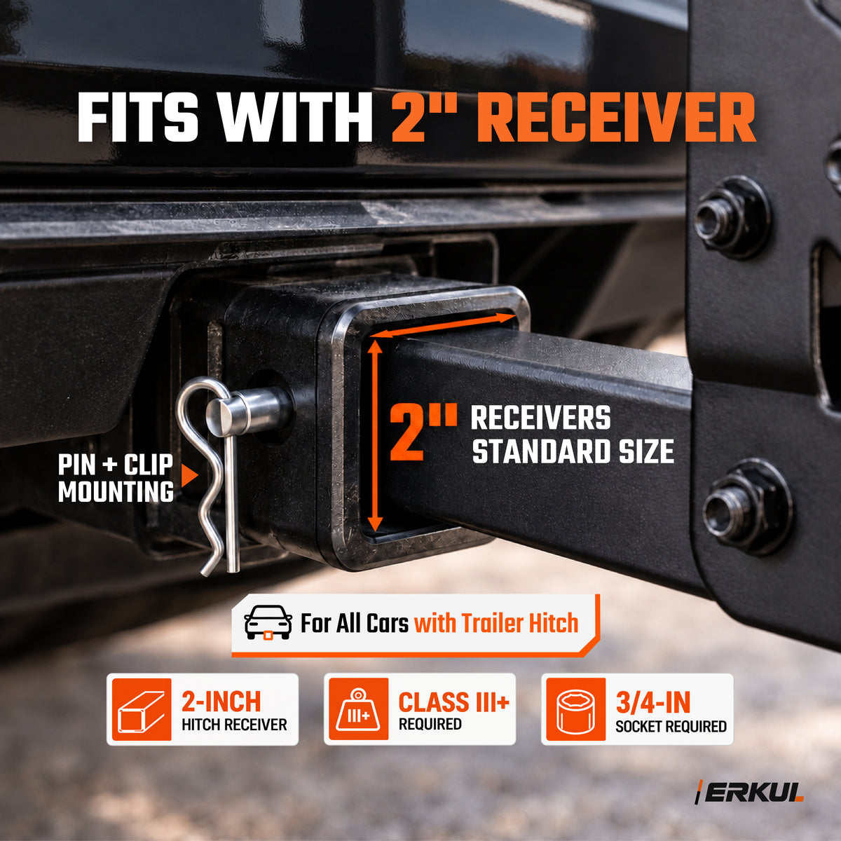 ERKUL RideMax 4-Bike Hitch Rack for 2" Receiver, Tool-Free Folding