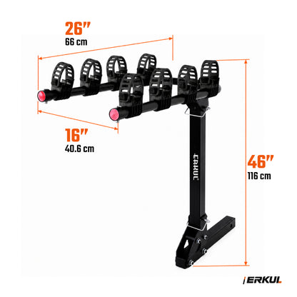 ERKUL RideMax 4-Bike Hitch Rack for 2" Receiver, Tool-Free Folding