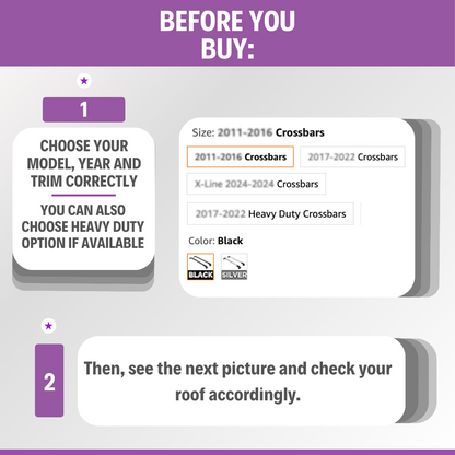 ERKUL Roof Rack Cross Bars for GMC Terrain 2018-2024 for Raised Rails - Black