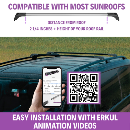 Roof Rack Crossbars for Volvo XC90 2003-2014 Fits Raised Rails - Black
