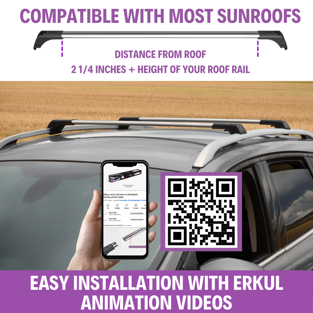 ERKUL Roof Rack Cross Bars for Chevrolet Equinox 2025-2026 for Raised Rails - Silver