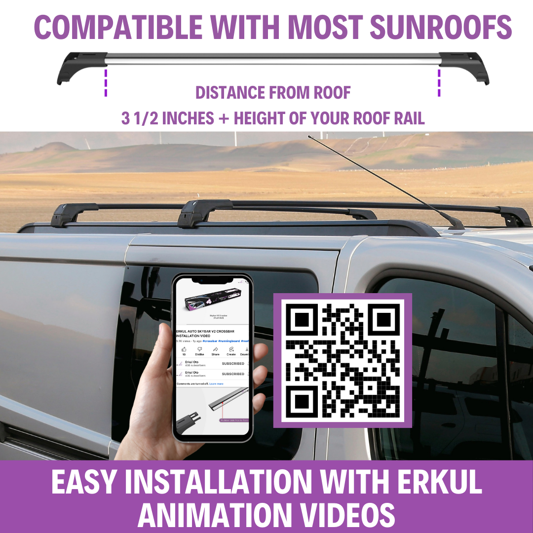 ERKUL Roof Rack Cross Bars for Range Rover Sport 2014-2022 Luggage Kayak Canoe Bike | Black