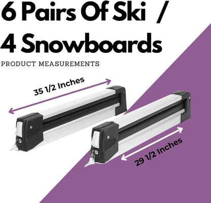 Erkul 35" Ski Rack for Car Roof - Universal Ski & Snowboard Car Racks with Anti-Theft Lock and Extension with Sliding Rail | Carry up to 6 Pairs of Skis or 4 Snowboards