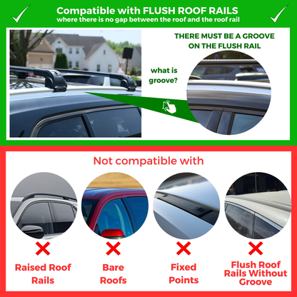 Heavy Duty Roof Rack Crossbars Fits Volvo XC-40 2019-2025 for Flush Rails Black