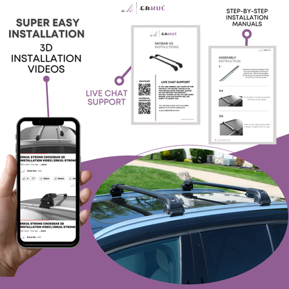 Erkul Roofrack Crossbars Fit Cadillac Escalade ESV 2021-2025 Metal Mounts Black