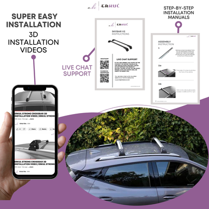 Erkul Roof Rack Crossbars Fits Lexus Nx200t 300 300h 2015-2021 Metal Mounts Silver