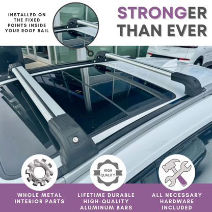 Heavy Duty 220 lbs Roofrack Crossbar Fit Chevy Traverse 2018-2024 With Metal Mounts Silver