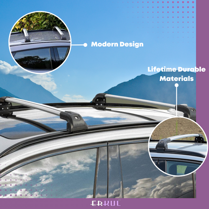 Heavy Duty 220 lbs Roof Rack Crossbars Fit Nissan Kicks 2018-2025 With Metal Mounts Silver