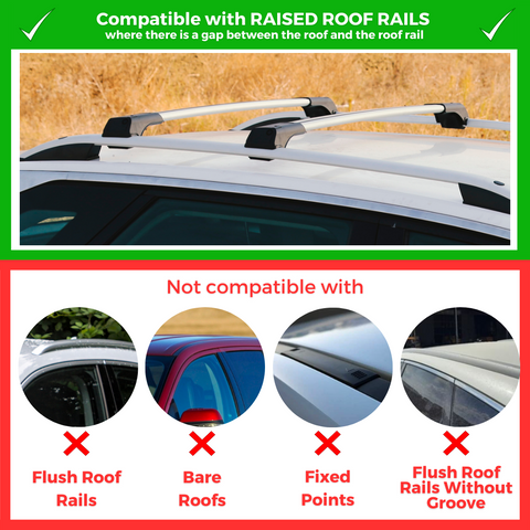 ERKUL Roof Rack Cross Bars for Mercedes Benz GLE Class W166 2015-2019 | Aluminum Crossbars with Anti Theft Lock for Rooftop | Compatible with Raised Rails - Silver