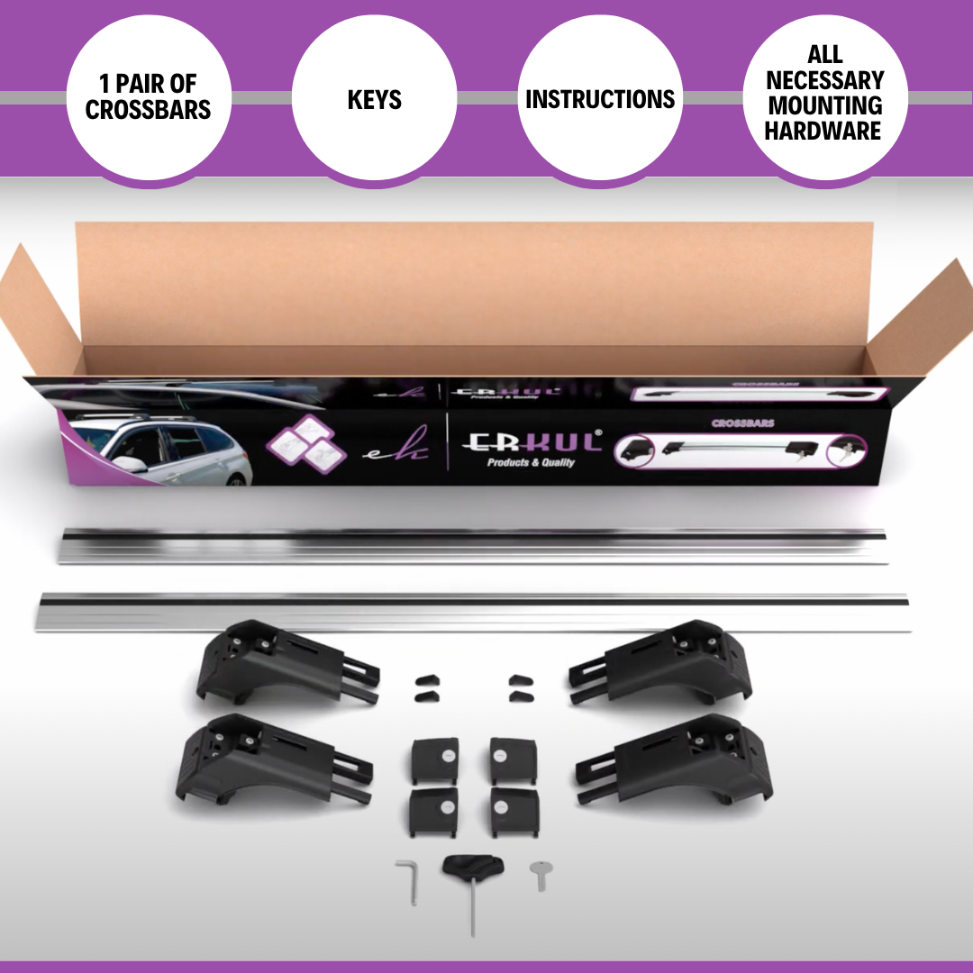 Erkul Roof Rack Cross Bars Fits Kia Niro 2023-2025 Fits Flush Rails Silver