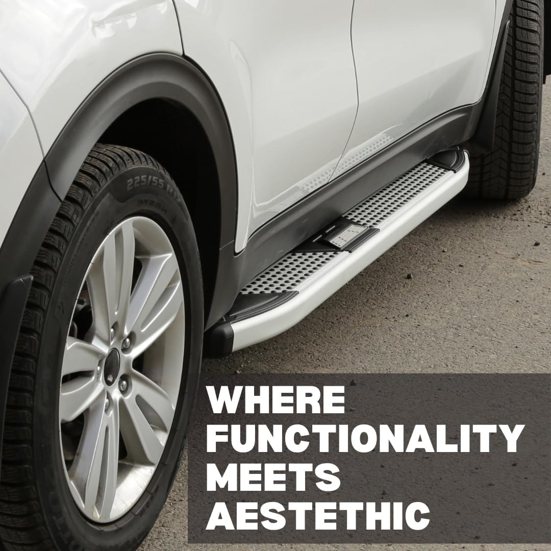 Erkul 5.2" Running Boards for Fiat 500X 2016-2023 - 350 lb - Silver