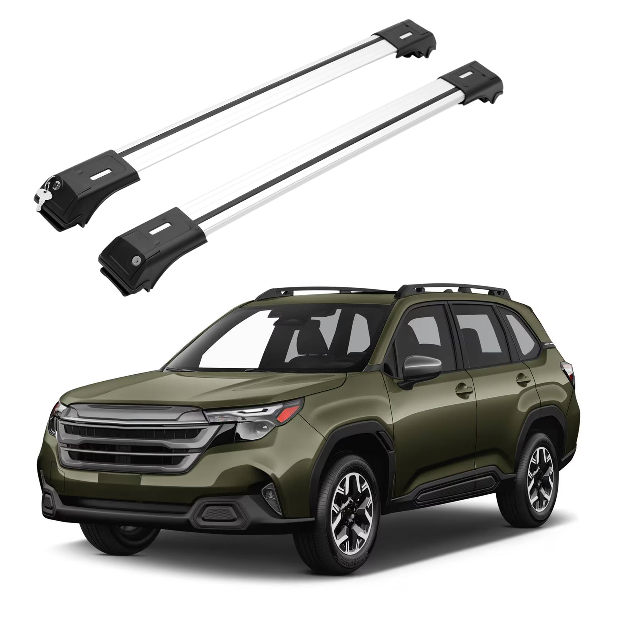 ERKUL Roof Rack Cross Bars for Subaru Forester 2025-2026 for Raised Rails - Silver