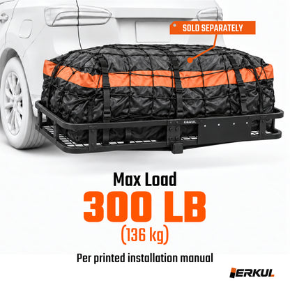 ERKUL TrekHaul 58x20" Hitch Cargo Carrier, 300 lb Steel, 2" Receiver