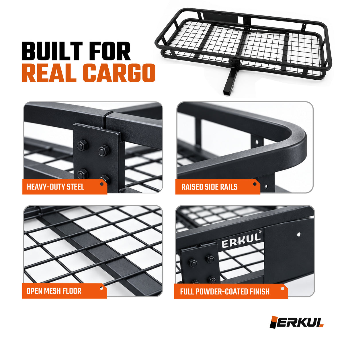 ERKUL TrekHaul 58x20" Hitch Cargo Carrier, 300 lb Steel, 2" Receiver