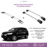 ERKUL Set of Roof Side Rails Rack + Cross Bars for Volkswagen Touareg 2003-2007 |Complete Roof Rack System Enhanced Cargo |Rooftop Luggage Carrier Kayak Canoe Ski| Designed for Bare Roofs | Silver