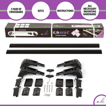 ERKUL Roof Rack Cross Bars Fits Mazda 6 2010-2022 Aluminum Lockable Black
