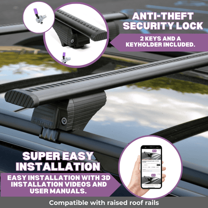 Erkul Roof Rack Crossbars with Extended Bar Design for Subaru Outback 2026 Black
