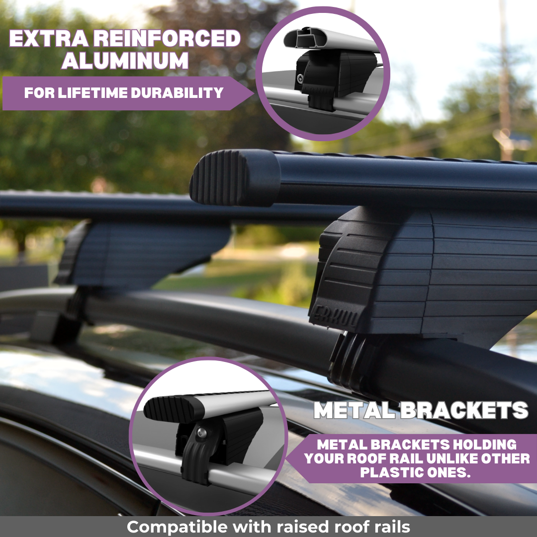 ERKUL Roof Rack Cross Bars for Acura MDX 2007 2013 For Raised Rails  - Silver