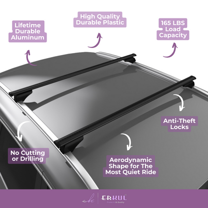 ERKUL Roofrack Cross Bars for Aston Martin DBX 2021-2025 with Flush Rails Black