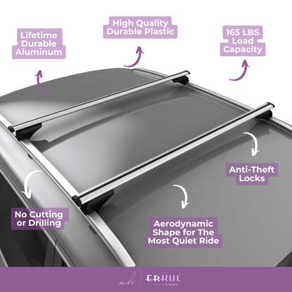 ERKUL Roof Rack Cross Bars for Mini Cooper Countryman 2025-2026 with Flush Rails - Silver