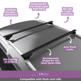 ERKUL Universal Roof Rack Cross Bars - 42.5" Crossbars Fits Flush Roof Rail Cars & SUVs | Adjustable Aluminum Aero Bars for Rooftop Luggage Cargo Carrier Canoe Kayak Bike Ski | Black