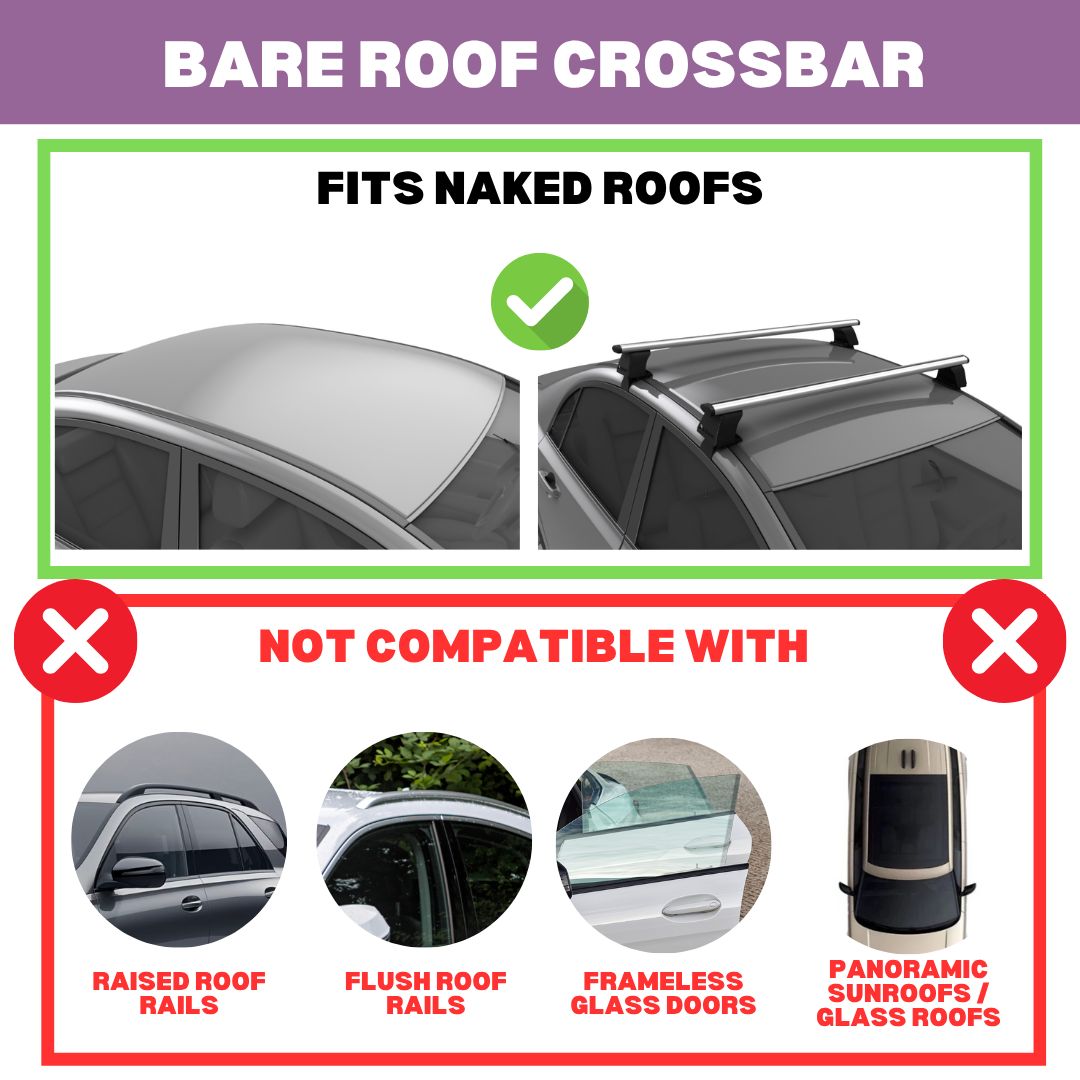 Erkul Universal Roof Rack Cross Bars for Naked Roofs - Sedans & SUVs